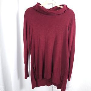 J Jill Burgundy Pima Cowl Neck Tunic Womens Medium Long Sleeve